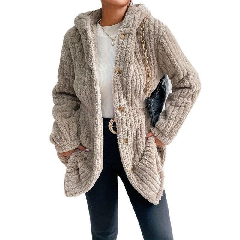 Damen Kuschelige Strickjacke mit langen Ärmeln und voluminösem Schnitt Fudus
