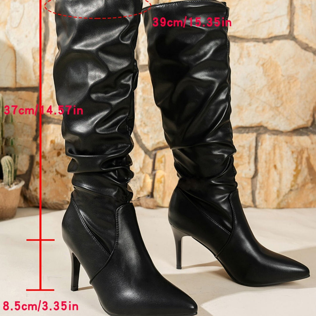 Damen High Heels Stiefel mit gerafftem Design Fudus