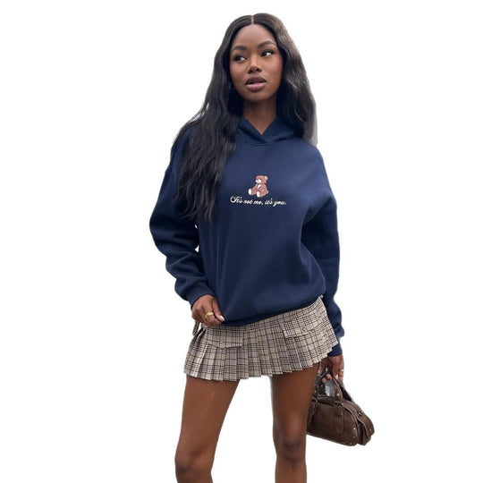 Damen Kapuzenpullover mit verspieltem Bärenmotiv und weichem Baumwollmix Fudus