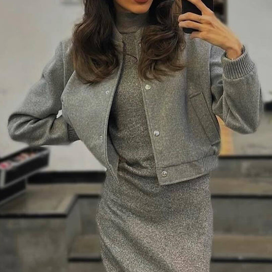 Damen Lässige Oversize-Jacke mit Knopfverschluss