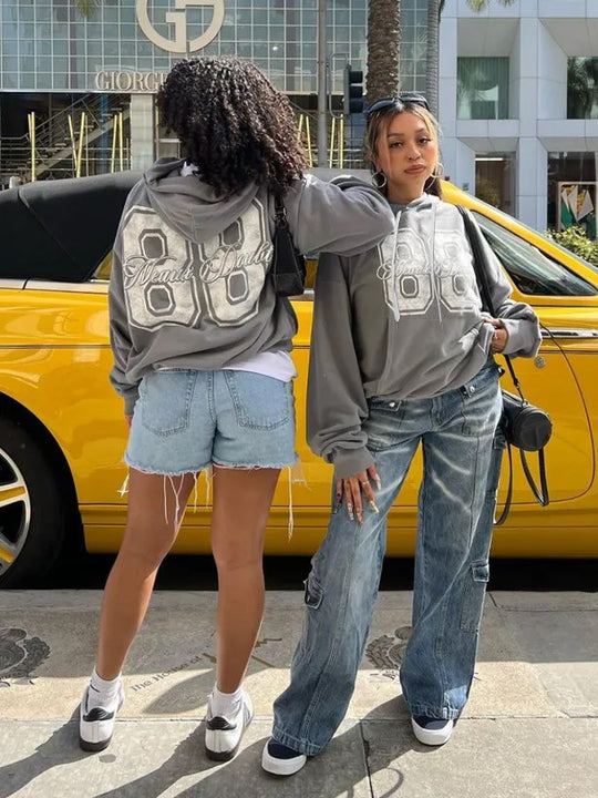 Damen Kapuzenpullover mit sportlichem Aufdruck Fudus