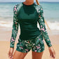 Damen Surf Set UV Schutz Langärmelige Rashguard Shorts Schnelltrocknend