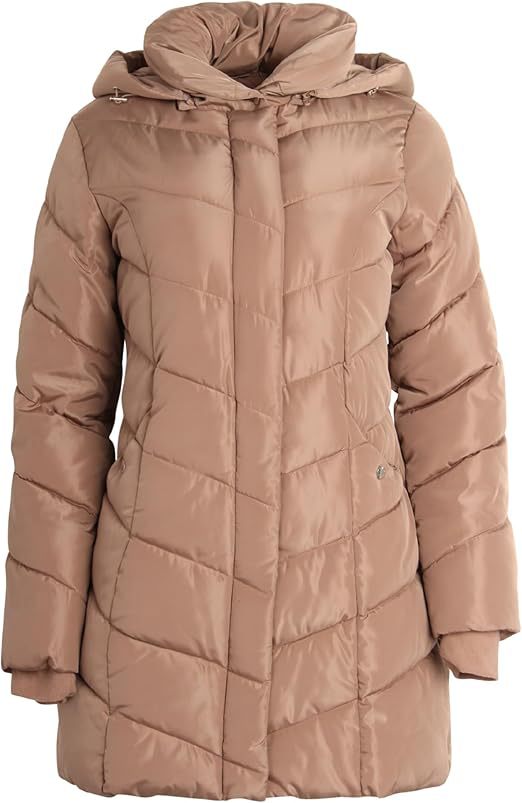Damen Langer gesteppter Winterparka mit hochgeschlossenem Kragen Fudus