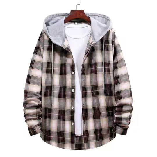 Damen Karierte Flanelljacke mit Kapuze Fudus