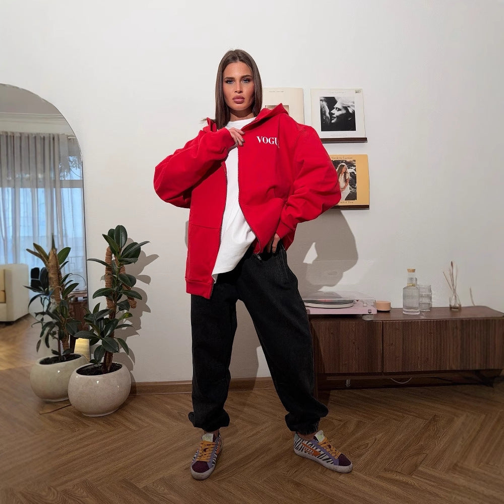 Damen Kapuzenpullover mit kreativem Grafikdesign und oversized Schnitt Fudus