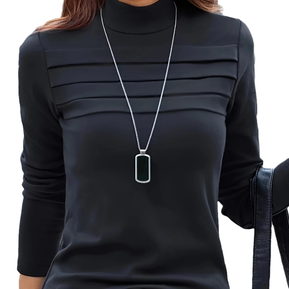 Damen Langarmshirt mit strukturiertem Kragen und elegantem Faltenwurf Fudus