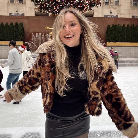 Damen Kunstfelljacke im Leopardenmuster Fudus