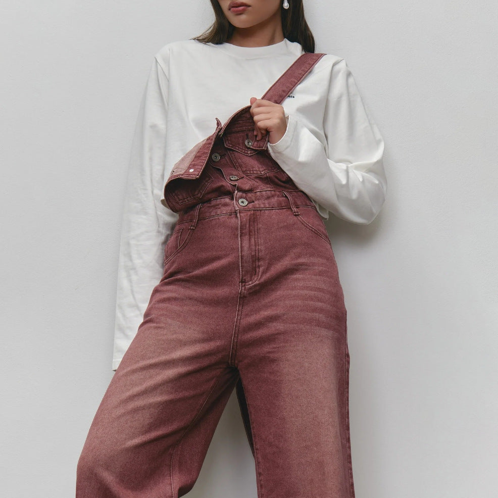 Damen Lässige Jeanslatzhose Fudus