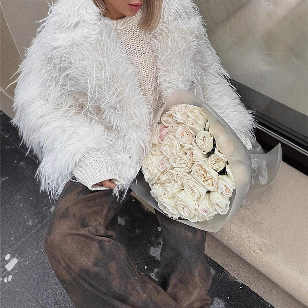 Damen Kunstfelljacke im extravagant gefransten Design Fudus