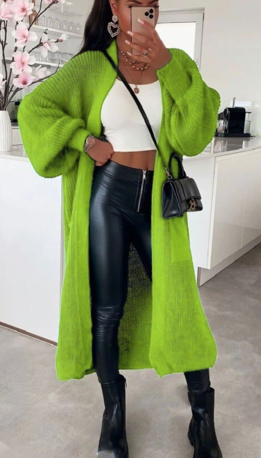 Damen Langstrickjacke mit grober Maschenstruktur und praktischen Taschen Fudus