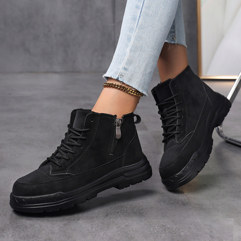 Damen Chunky Booties mit rutschfester Sohle und seitlichem Reißverschluss Fudus