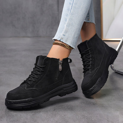 Damen Chunky Booties mit rutschfester Sohle und seitlichem Reißverschluss Fudus