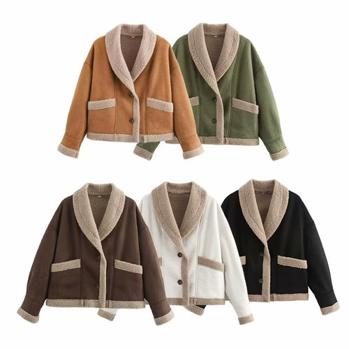 Damen Lässig geschnittene Stylische Jacket mit wärmendem Teddyfutter Fudus