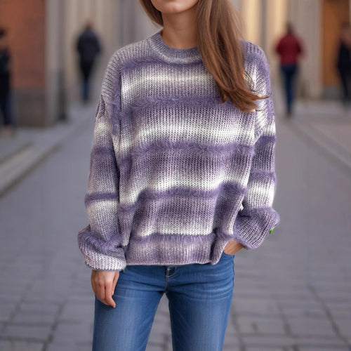 Damen kuscheliger Strickpullover mit Flair Fudus