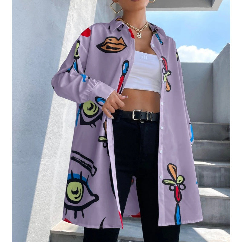 Damen Karierte Overshirt-Jacke mit kreativem Muster Fudus