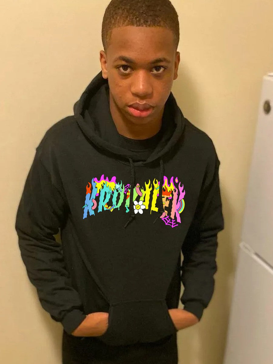 Damen Kapuzenpullover mit kreativem Foliendesign und bequemer Passform Fudus