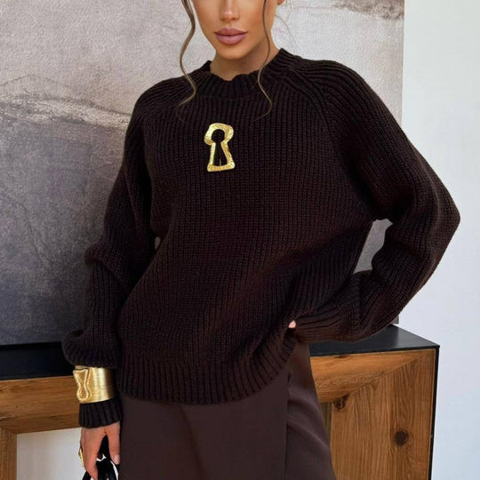 Damen Grobstrickpullover mit lässigem Schnitt und Raglanärmeln Fudus