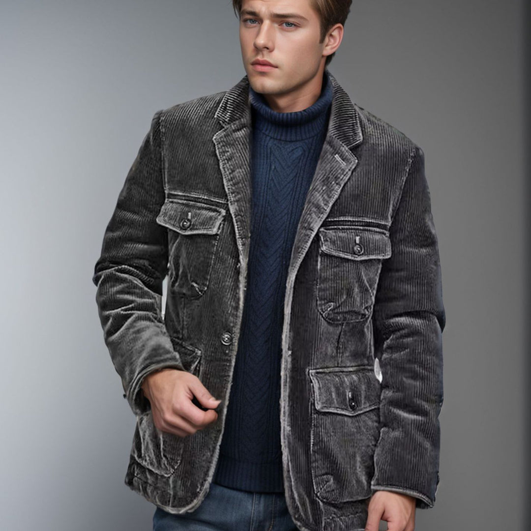 Damen lässige Cordjacke mit aufgesetzten Taschen Fudus