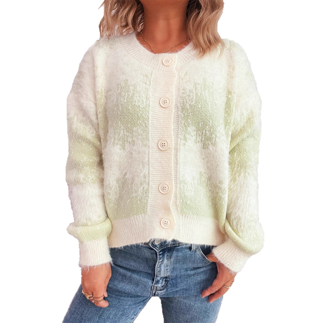 Damen kuschelige Strickjacke mit modischem Knopfdesign und weichem Material Fudus