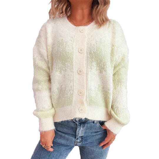 Damen kuschelige Strickjacke mit modischem Knopfdesign und weichem Material Fudus