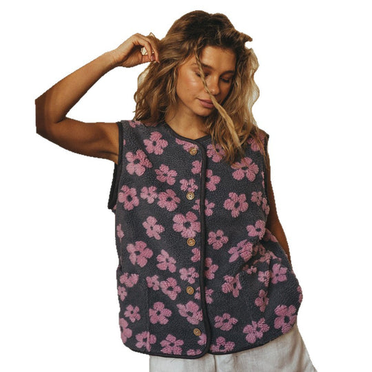 Damen Kuschelige Weste mit floralen Details Fudus