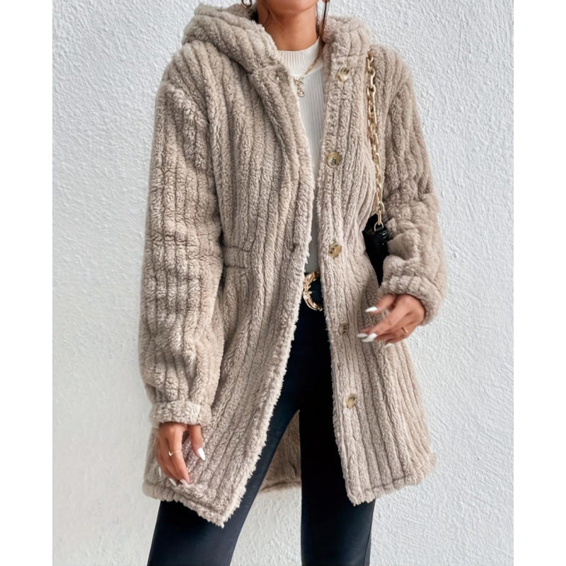 Damen Kuschelige Strickjacke mit langen Ärmeln und voluminösem Schnitt Fudus