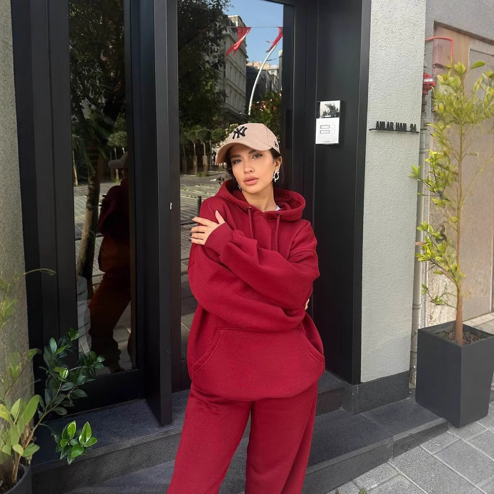 Damen komfortable Oversized-Fleece-Hoodie Fudus