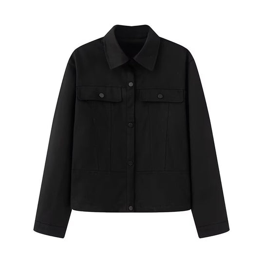 Damen lässige Jeansjacke mit praktischen Taschen Fudus