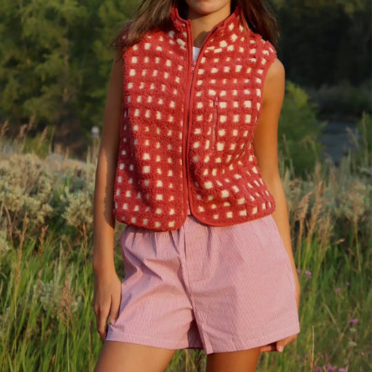 Damen kuschelweiche Weste mit Reißverschluss Fudus