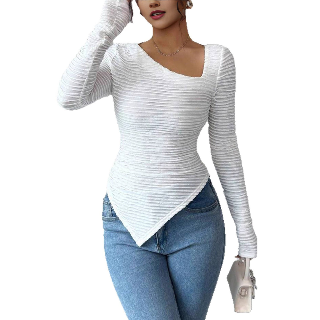 Damen Langärmlige Shirt mit asymmetrischem Saum Fudus