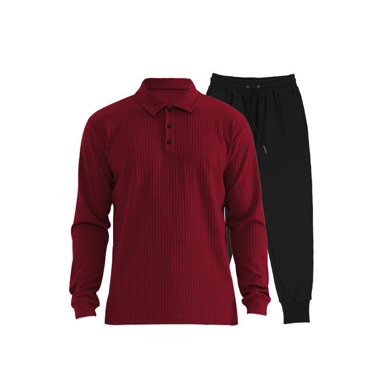 Herren Sportliches Langarm-Polo und Jogginghose Set Fudus
