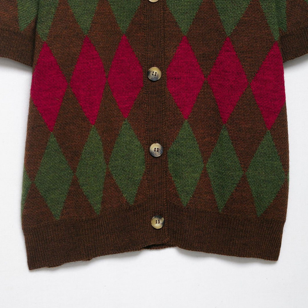 Damen kurzärmliger Jacquard-Cardigan Fudus