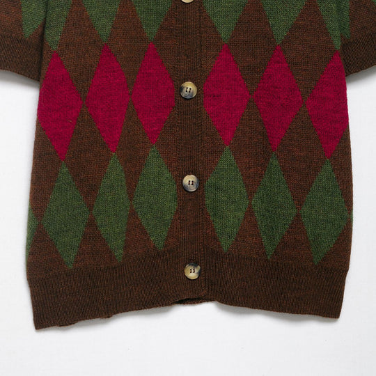 Damen kurzärmliger Jacquard-Cardigan Fudus