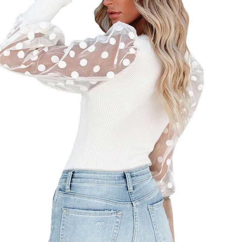 Damen Langarmbluse mit Puffärmeln Fudus