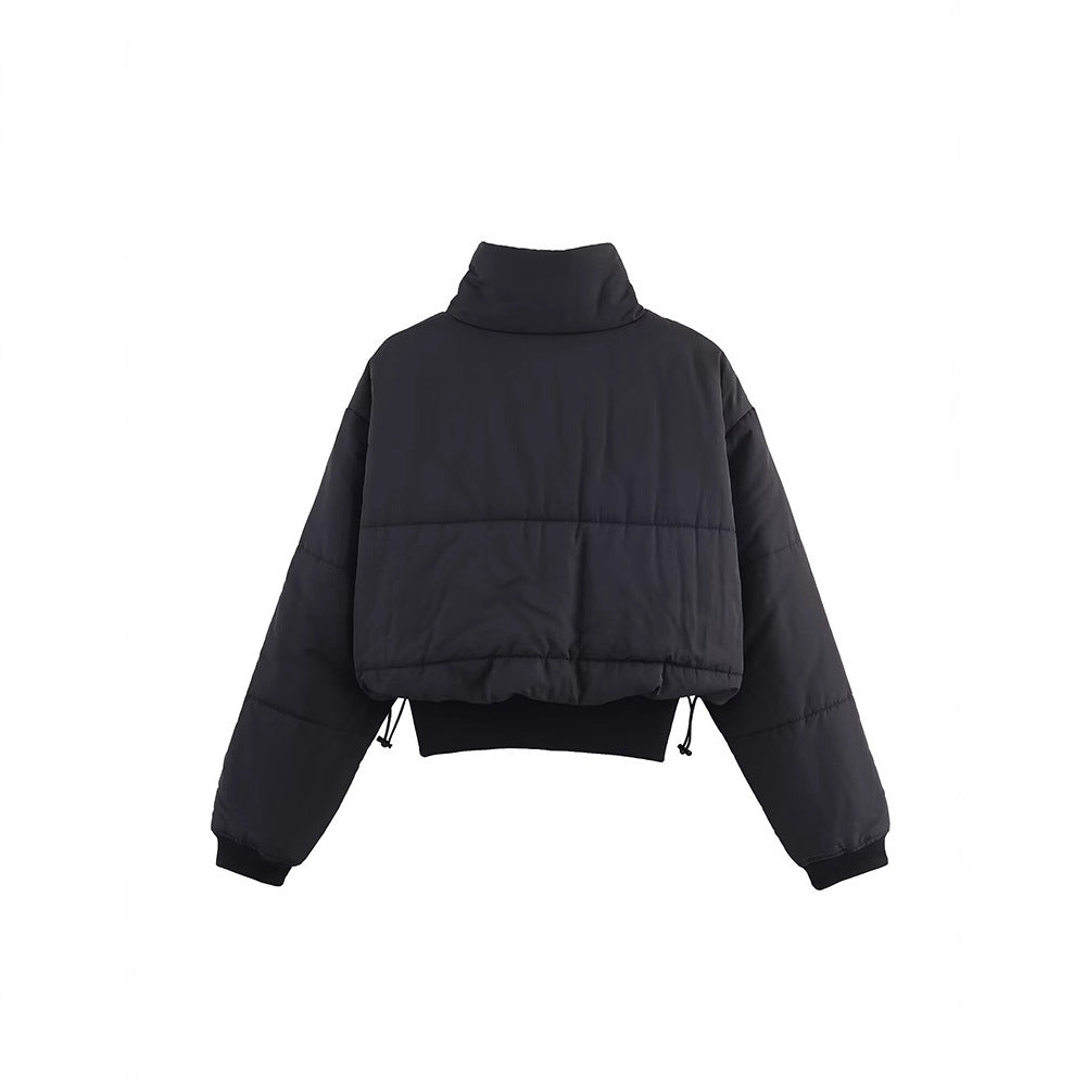 Damen kurze Winterjacke mit hohem Kragen und elastischen Bündchen Fudus