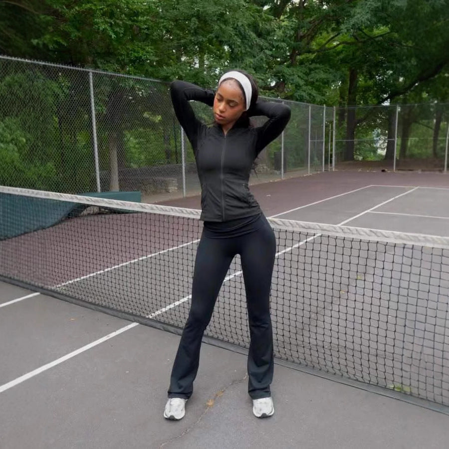 Damen Sportliche Funktionsjacke und Leggings Set Fudus