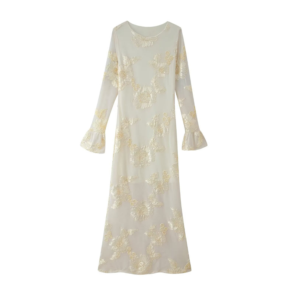 Damen langärmliges Blumenkleid Fudus