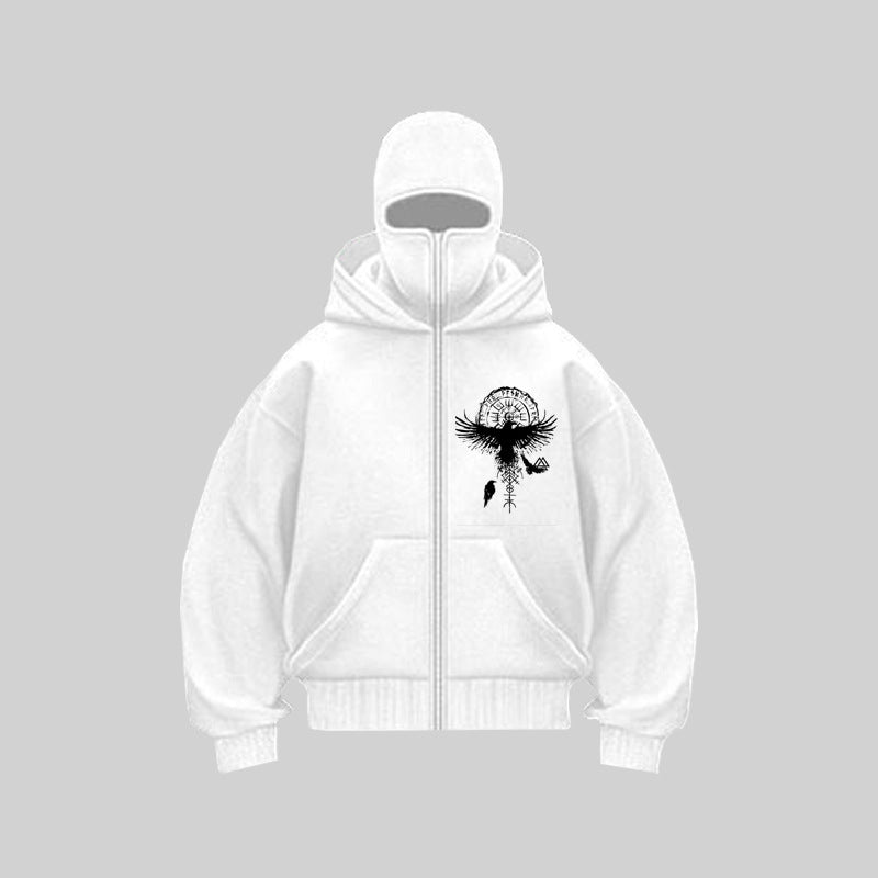 Damen Kapuzenjacke mit einzigartigem Tribal-Druck und hohem Kragen Fudus