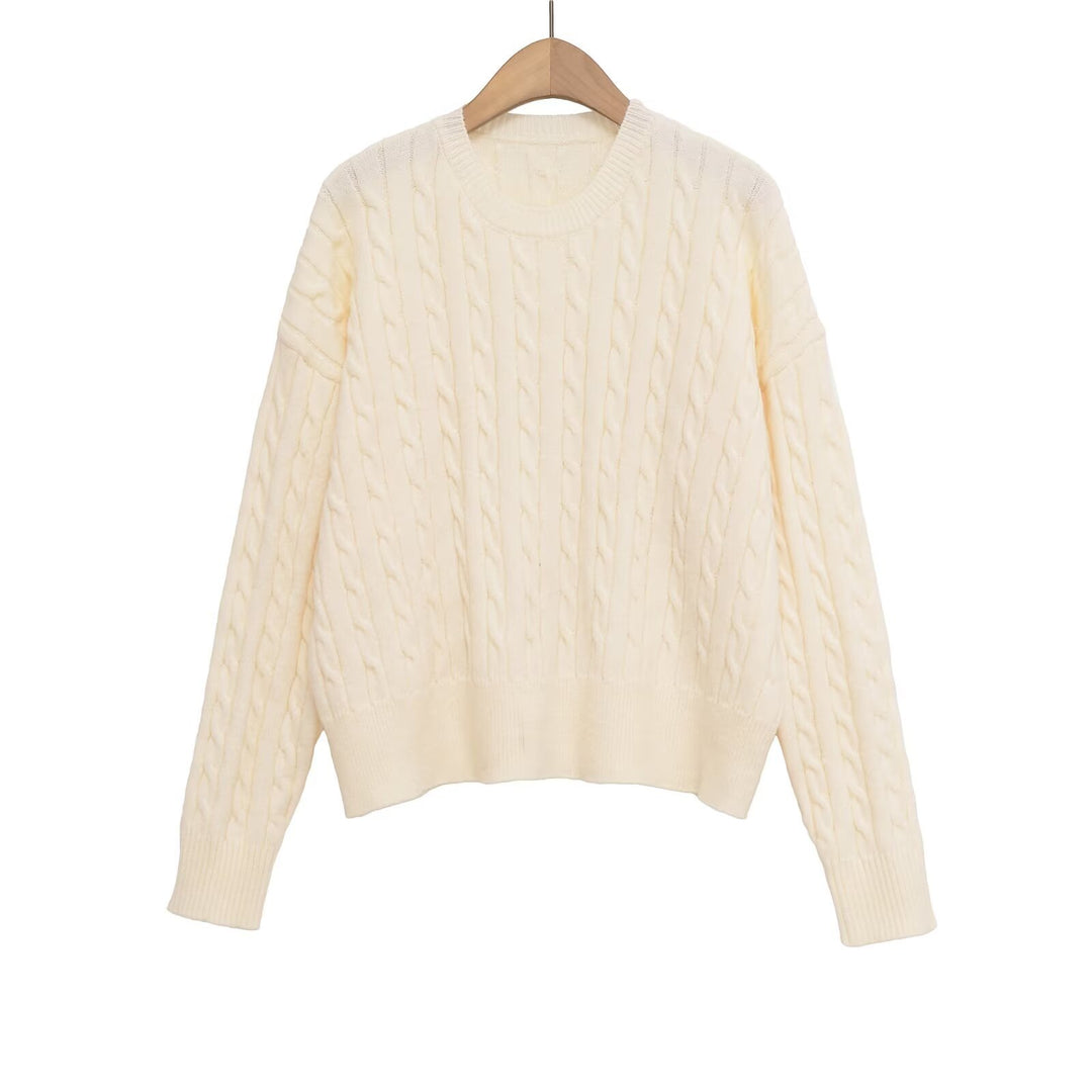 Damen Grobstrickpullover mit Zopfmuster Fudus