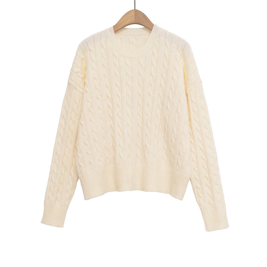 Damen Grobstrickpullover mit Zopfmuster Fudus