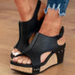 Sandalen Plateau Wedge Peep Toe Nieten