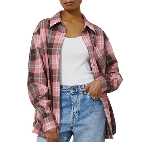 Damen Karierte Baumwollbluse Fudus