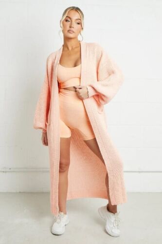 Damen Langstrickjacke mit grober Maschenstruktur und praktischen Taschen Fudus