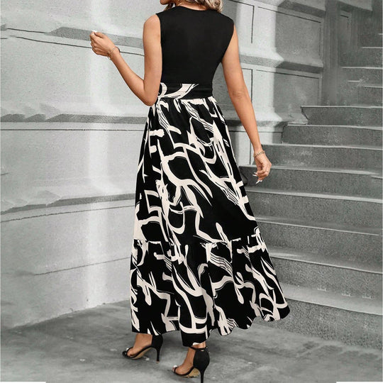 Damen Langärmeliges Maxikleid mit asymmetrischem Schnitt und fließendem Material Fudus