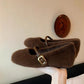 Damen Fellimitat Ballerinas Weich Mit Schnallendetail