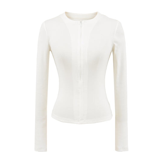 Damen langärmliges Zipper-Oberteil Fudus