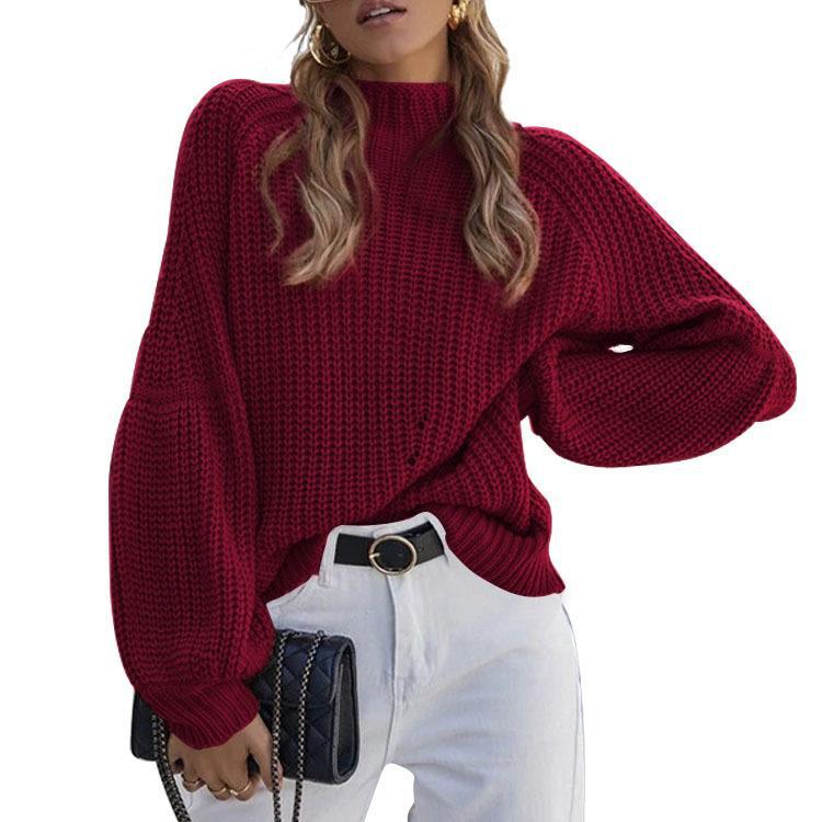 Damen Grobstrickpullover mit weitem Schnitt Fudus