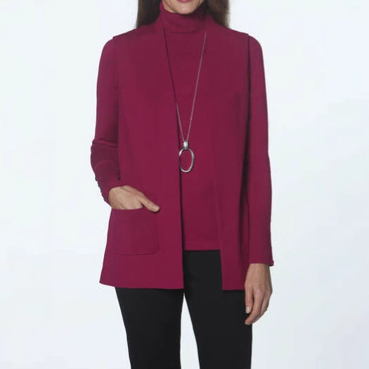 Damen Strickjacke mit hohem Kragen und praktischen Taschen Fudus