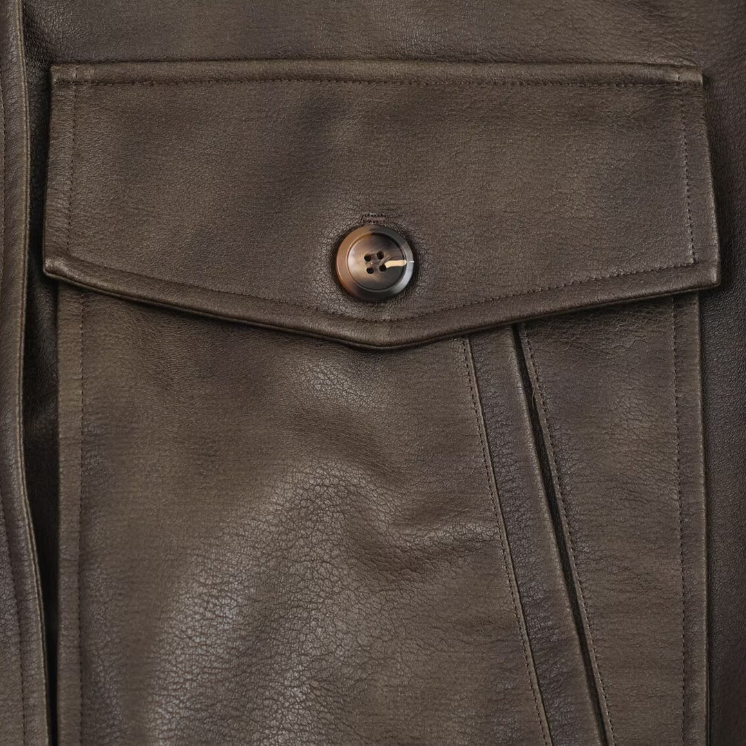 Damen Kunstlederjacke mit abnehmbarer Kunstfellkragen und praktischen Taschen Fudus