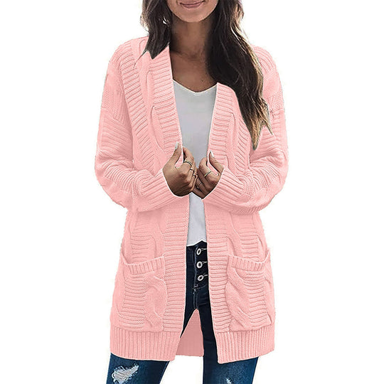 Damen Grobstrickcardigan mit großen Taschen und strukturiertem Muster Fudus